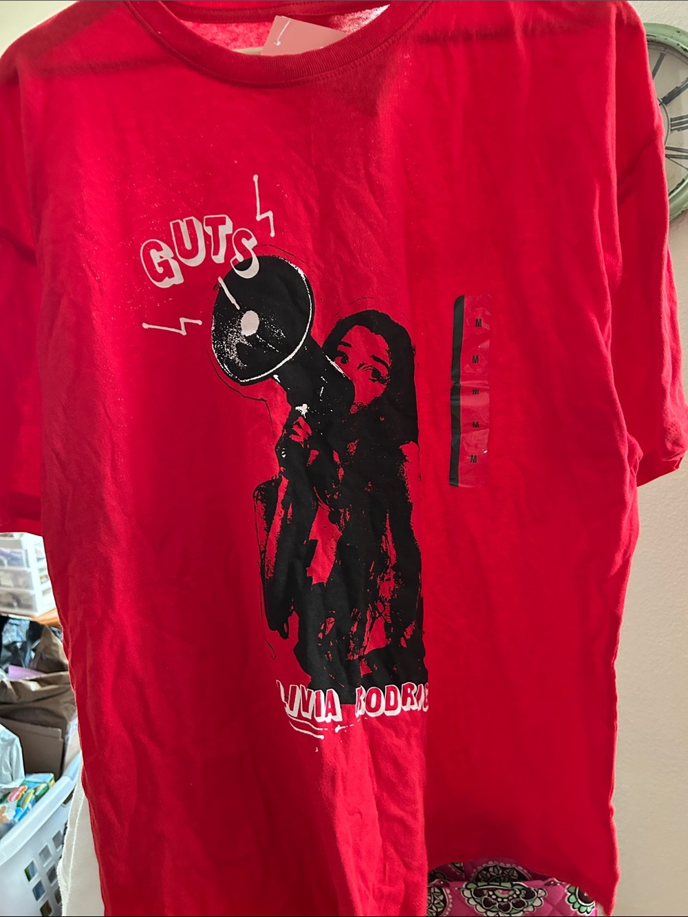 Men's Red Graphic Short Sleeve Tee with Megaphone Design